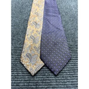 Burma Bibas Ties Men One Size 100% Silk Copper Paisley Purple Geometric Set of 2